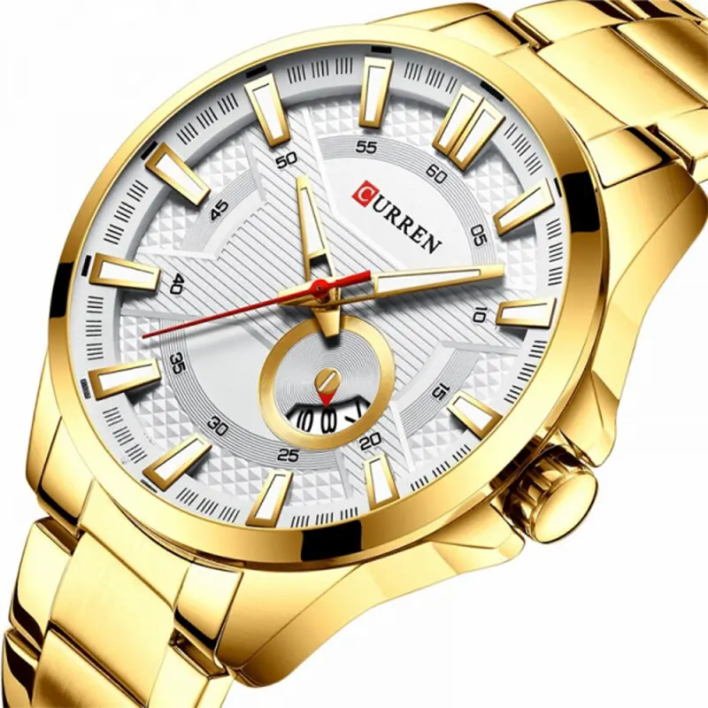 Curren White Dial Gold-tone Men's Watch | 8372
